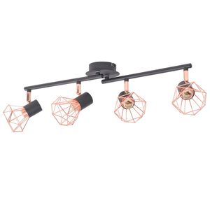 vidaXL Taklampe med 4 spotlys E14 svart og kobber