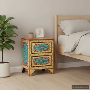 vidaXL H&aring;ndmalt nattbord 40x30x50 cm heltre mango