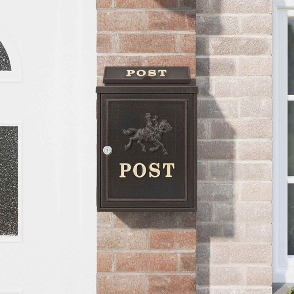 vidaXL Veggmontert postkasse Bronse 29 x 13 x 41 cm St&oslash;pt aluminium