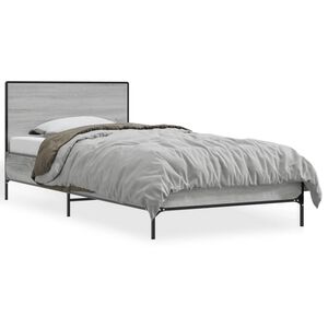vidaXL Sengeramme gr&aring; sonoma 90x200 cm konstruert tre og metall