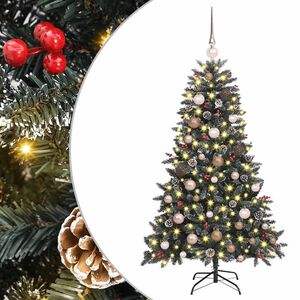 vidaXL Kunstig juletre med 150 LED gr&oslash;nn 150 cm PVC og plast og st&aring;l