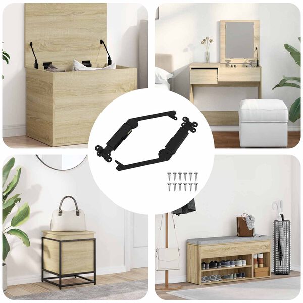 vidaXL Lokkst&oslash;ttehengsel 2 pcs Svart 192 x 32 x 50 mm St&aring;l