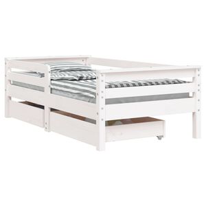 vidaXL Barnesengeramme med skuffer hvit 70x140 cm heltre furu