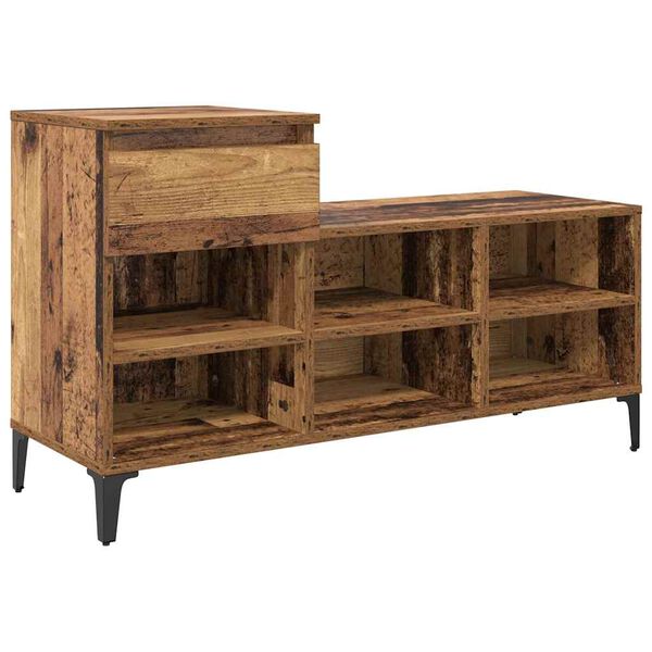 vidaXL Sko Skap med skuff Gammelt tre 102 x 36 x 60 cm Konstruert tre