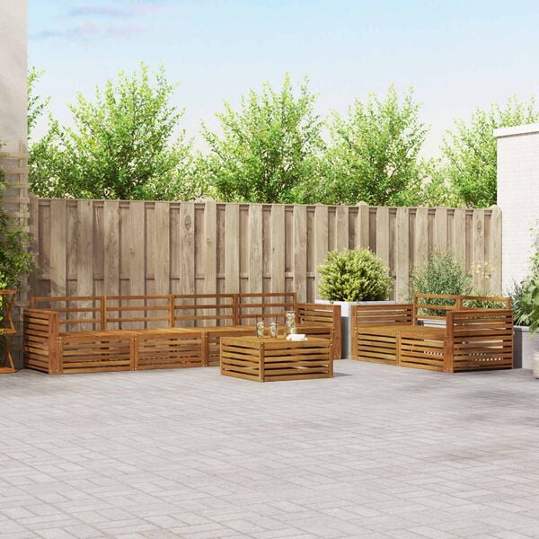 vidaXL Utend&oslash;rs sofa-sett 7 pcs Naturlig Solid akasietre