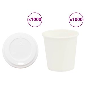 vidaXL Papir kaffekopper med lokk 1000 stk 4oz 100 ml