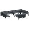 vidaXL Hagesofa Set med pute 13 pcs Svart St&aring;l