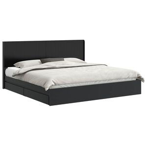 vidaXL Sengramme med oppbevaring og hodegavl Svart 200 x 200 cm