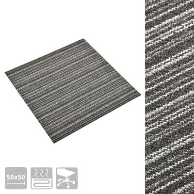 vidaXL Teppefliser gulv 20 stk 5 m² 50x50 cm stripet antrasitt