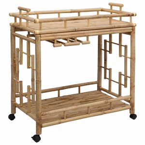 vidaXL Vinstrolley med hjul Naturlig 85 x 50 x 93 cm Bambus