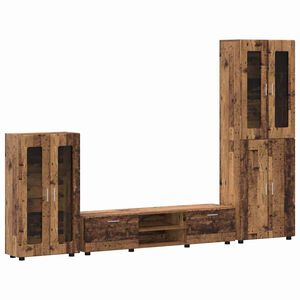 vidaXL TV-benksett med skuff med hylle Gammelt tre Konstruert tre