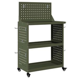 vidaXL Verkt&oslash;ytrolley Olivengr&oslash;nn 65 x 35 x 111 cm Kaldvalsest&aring;l