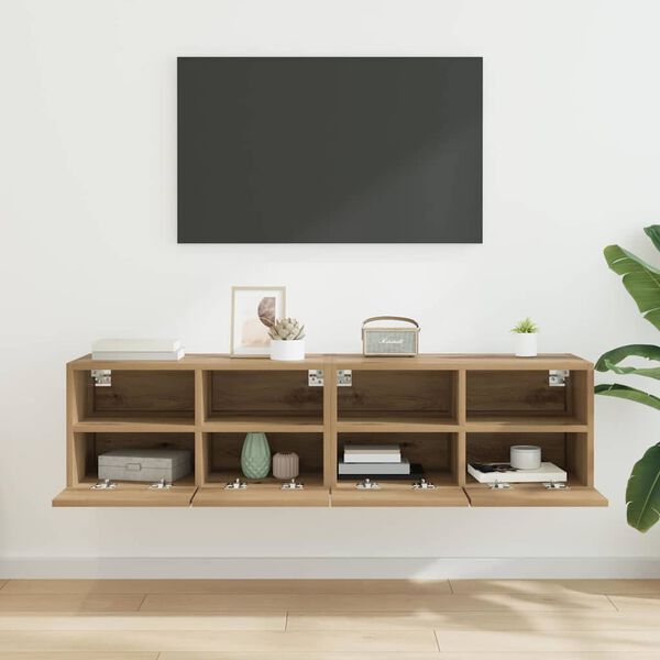 vidaXL TV Veggskap 2 pcs Artisan Eik 60 x 30 x 30 cm Konstruert tre