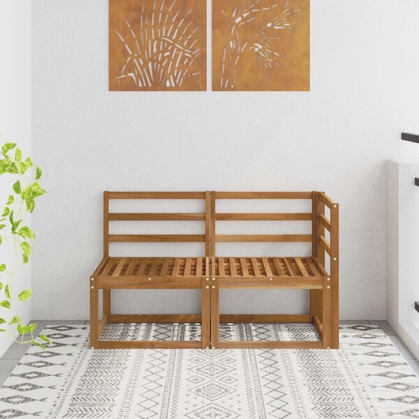 vidaXL Utend&oslash;rs midtbord og hj&oslash;rnesofa 2 Stk Naturlig Solid akasietre