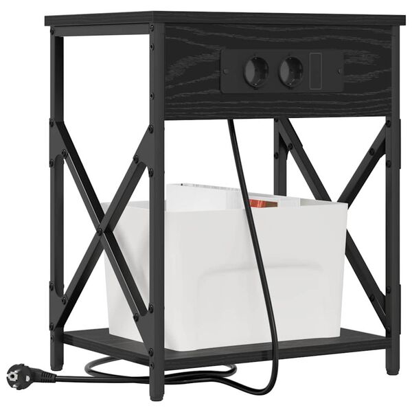 vidaXL Nattbordskap Svart Eik 41 x 31 x 51 cm Konstruert tre