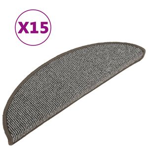vidaXL Trappematter 15 stk 56x17x3 cm gr&aring; halvrund
