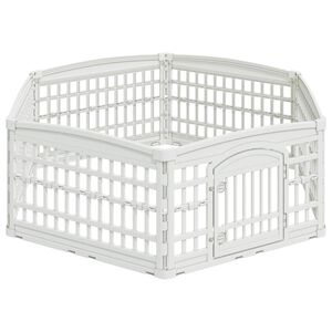 vidaXL 6-panelers hundelekeg&aring;rd 177,5 x 154,5 x 58 cm Plast Hvit