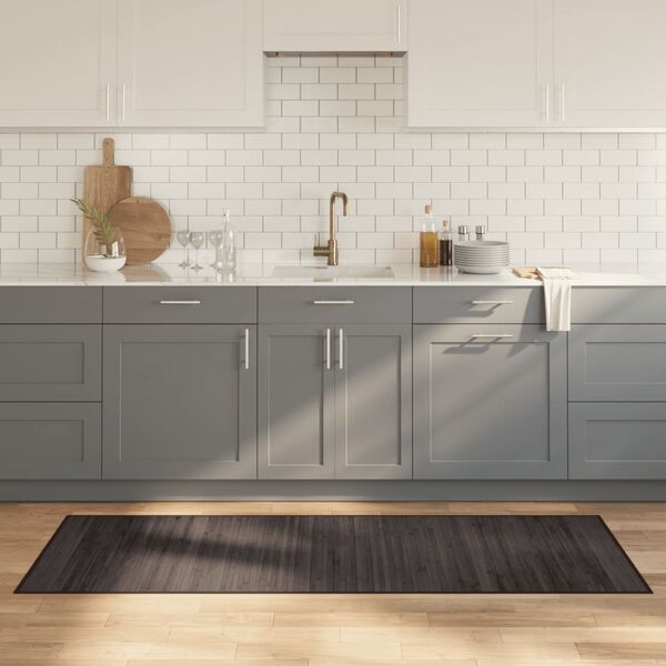 vidaXL Teppe rektangul&aelig;r m&oslash;rkebrun 70x200 cm bambus