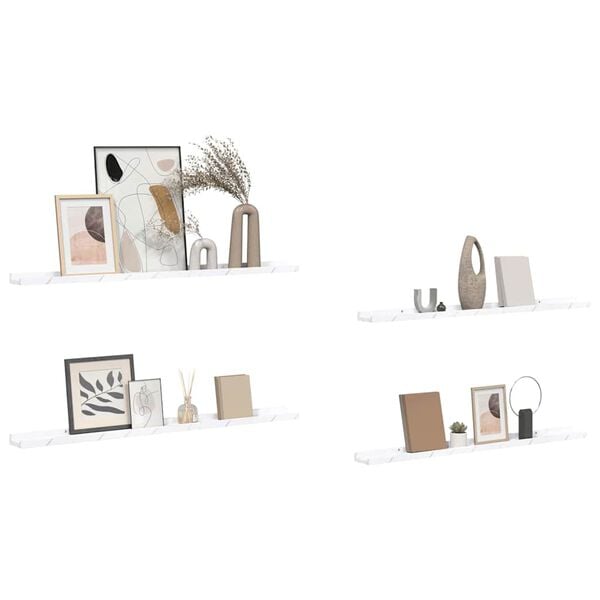 vidaXL Vegghylle 4 pcs Hvit marmor 100 x 9 x 3 cm Konstruert tre