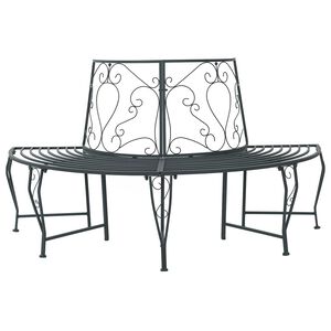 vidaXL Trebens 4-Antall seter 160 x 80 x 89 cm St&aring;l S&oslash;lvgr&aring; halvrund