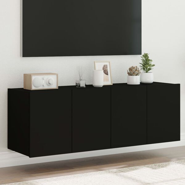 vidaXL Vegghengte TV-benker med LED 2 stk svart 60x35x41 cm