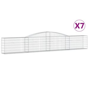 vidaXL Gabionkurver buede 7 stk 400x30x60/80 cm galvanisert jern