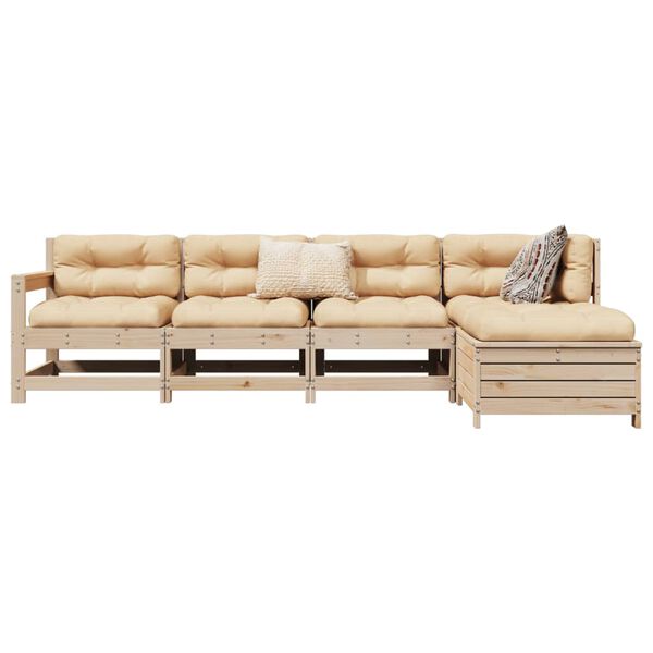 vidaXL Hagesofasett 5 deler heltre furu