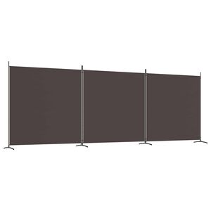 vidaXL Romdeler 3 paneler brun 525x180 cm stoff
