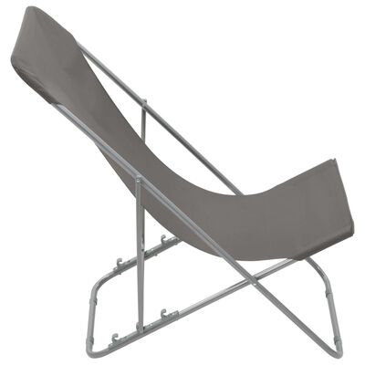 vidaXL Sammenleggbare strandstoler 2 stk stål og oxfordstoff grå