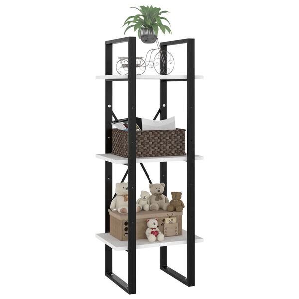 vidaXL Bokhylle 3 nivåer hvit 40x30x105 cm konstruert tre