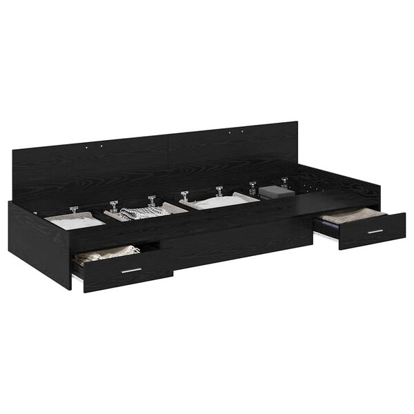 vidaXL Sengestamme med hodegjerde Svart Eik 80 x 200 cm Konstruert tre