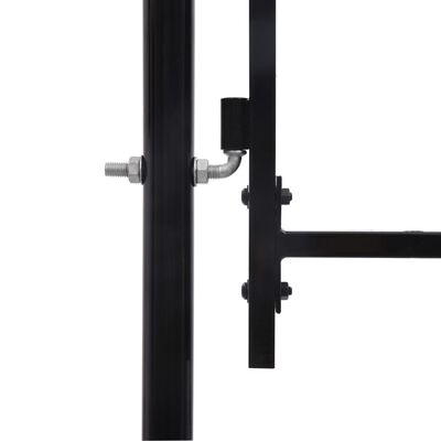vidaXL Hageport med en dør og spisser stål 1x1,2 m svart