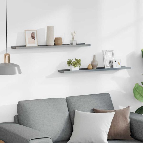 vidaXL Flytende vegghyller 2 stk gr&aring; 80x9x3 cm MDF