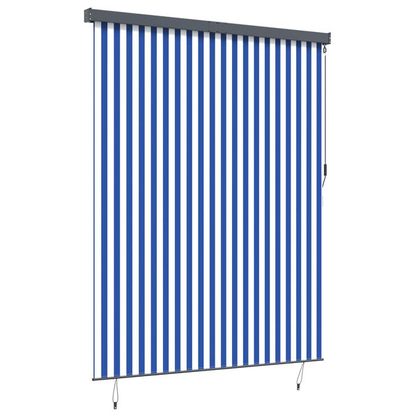 vidaXL Rullegardin Bl&aring; og hvit 200 x 250 cm Stoff og Aluminium