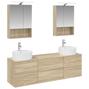 vidaXL Baderomsinnredningssett 5 pcs Sonoma eik