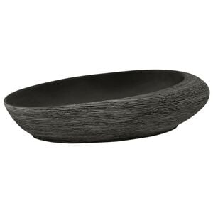 vidaXL Benkeservant gr&aring; og svart oval 59x40x14 cm keramikk