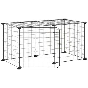 vidaXL Dyrebur 8 paneler med d&oslash;r svart 70x35x35 cm st&aring;l