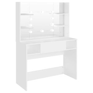 vidaXL Sminkebord med LED-lys 100x40x135 cm MDF hvit