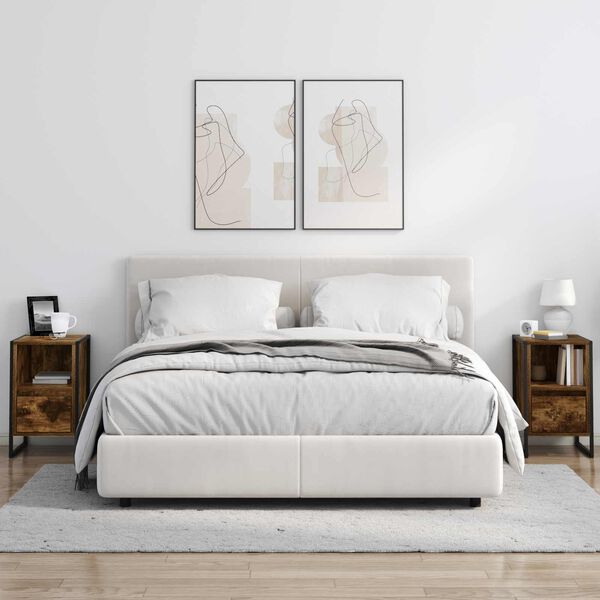 vidaXL Nattbord med skuff R&oslash;yk Eik 39,5 x 30 x 50 cm Konstruert tre