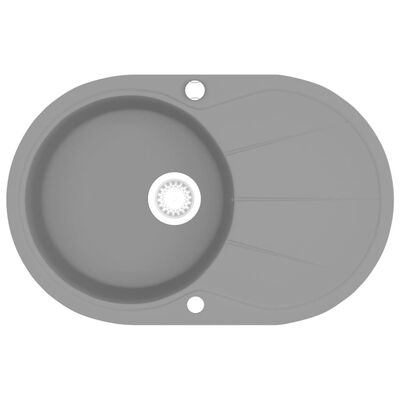 vidaXL Kjøkkenvask i granitt enkel kum oval grå