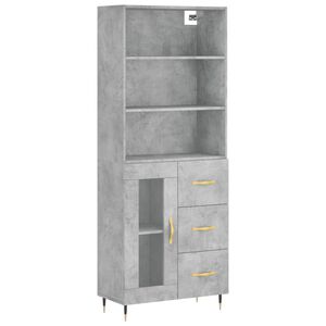 vidaXL Highboard betonggr&aring; 69,5x34x180 cm konstruert tre
