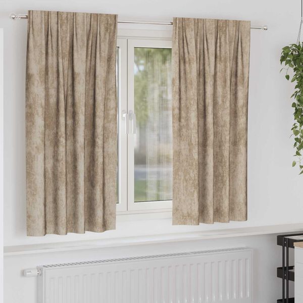 vidaXL Fl&oslash;yel Gardiner 2 pcs champagne 175 x 140 cm Fl&oslash;yel