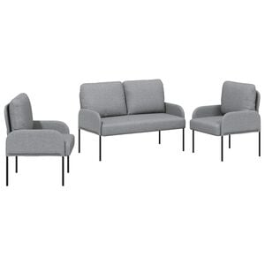 vidaXL Sofasett med pute 3 pcs Lysegr&aring; 115 x 56 x 80 cm Kryssfin&eacute;r