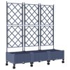 vidaXL Hageplanter med espalier og hjul 3 stk. Gr&aring; 120 x 40 x 131,5 cm