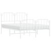 vidaXL Sengeramme i metall med hode- og fotgavl hvit 150x200 cm