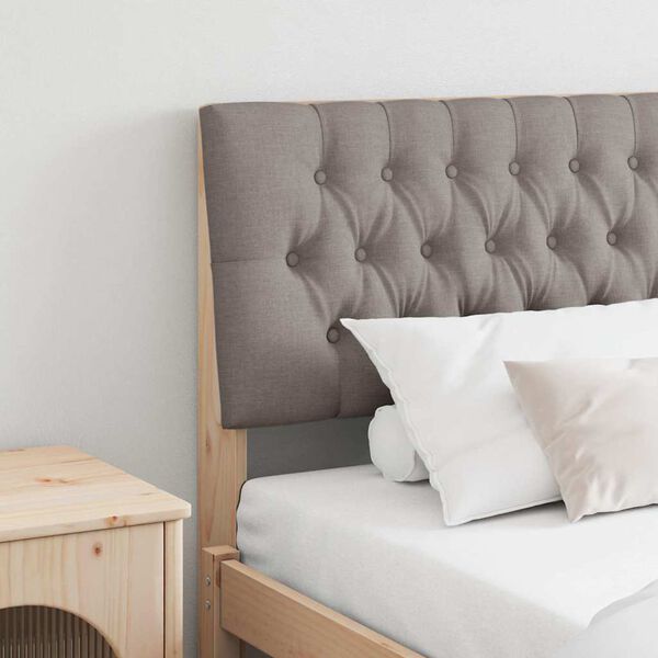 vidaXL Polstret sengegavl Gr&aring;brun 200 cm Massiv furu