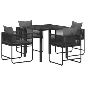 vidaXL Hage Spisegruppe 5 pcs Svart og Anthracite 80 x 80 x 73 cm