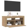 vidaXL TV-benk med LED-lys artisan eik 90x35x40 cm konstruert tre