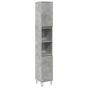 vidaXL Baderomsskap betonggr&aring; 30x30x190 cm konstruert tre