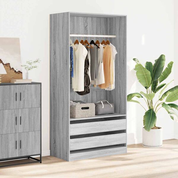 vidaXL Garderobe gr&aring; sonoma 100x50x200 cm konstruert tre